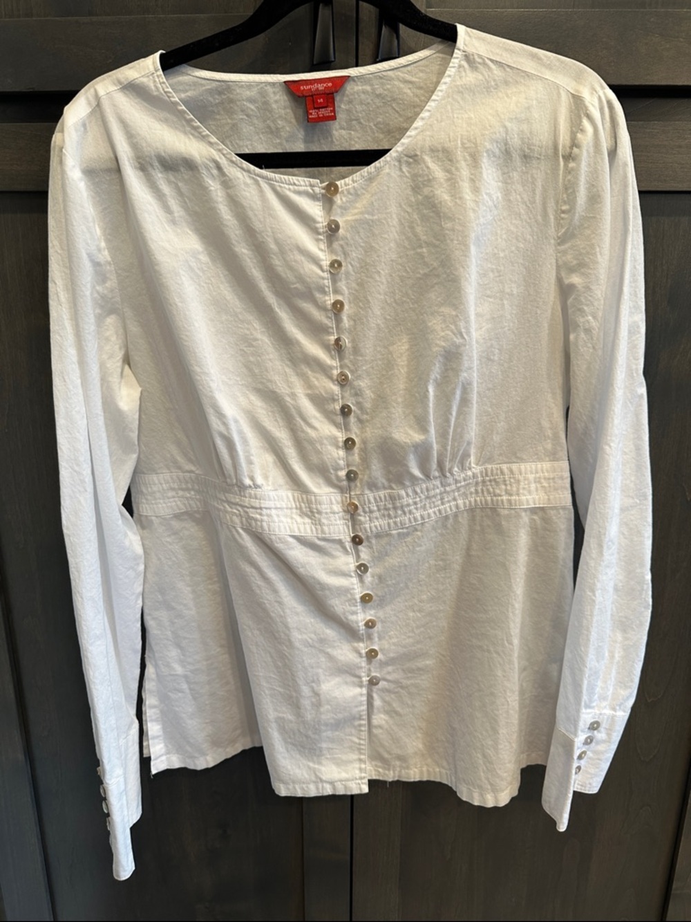 Sundance White Long-Sleeve Button-Front Blouse